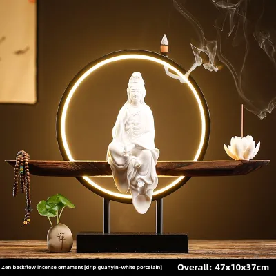 New Chinese Guanyin Bodhisattva Ceramic Crafts Buddha Statue For Home Worship Zen Ornament Ruyi Guanyin Home Decoration