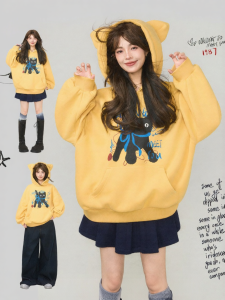 KEIKO | Sweet Cool American Style Cat Print Hoodie Outerwear