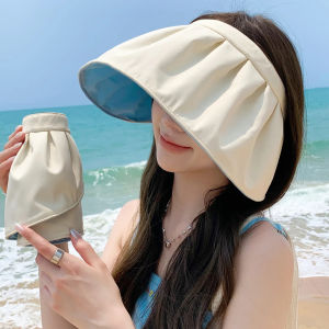 Women Wide Brim Empty Top Visor Hat Portable Shell Hat Anti UV Sunshade Bucket Cap Summer Outdoor Beach Sun Hat