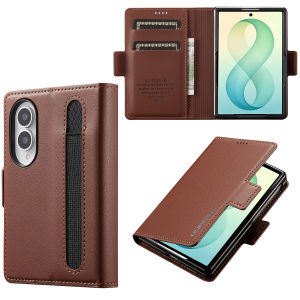 szhaiyu | Premium Leather Phone Case for Samsung Galaxy Z Fold 8 7 6 5 Fold8 Ultra Fold7 with Pen Slot Wallet Flip Stand Protection Cover
