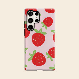 Cute Red Strawberry Luxury Fashion Full Lens Protective Case for Samsung Galaxy S26 S25 S24 A56 A36 Plus Ultra