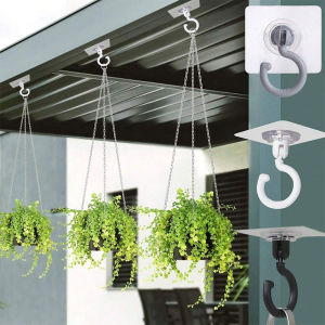 5/12Pcs Adhesive Ceiling Hooks Rotatable Hanging Ceiling Wall Hooks No Drill for Hanging Plants Lanterns Bags