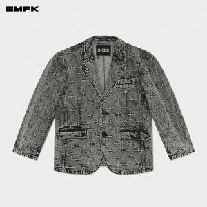 SMFK | Wide Outdoor Business Suit Black With Rivets And Padded Shoulders