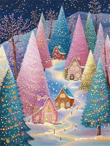 Huacan Christmas Trees Diamond Painting Colored Lights 5D DIY Full Square Round Diamond Mosaic Art New 2025 Handmade Gift