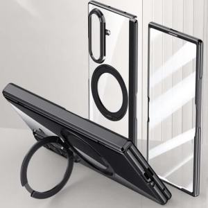 Ốp Lưng Điện Thoại Samsung Galaxy Z Fold 8 Ultra Mạ Trong Suốt Tích Hợp Giá Đỡ Xoay 360 Độ Với Vòng Từ Tính Và Miếng Dán Kính Cường Lực Bảo Vệ Màn Hình