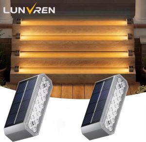 14LED 2PACK Solar Step Lights Outdoor Waterproof LED Solar Stair Lights Deck Patio Garden Pathway Lights Auto On/Off No Wiring