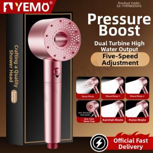 YEMO | High Volume Filtering Pressurized Shower Head Set