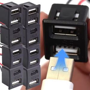 Waterproof USB C Panel Mount Socket Connector for Car Motorcycle Boat Marine Truck DIY 5V 2A Power Supply Data Sync Port Adapter