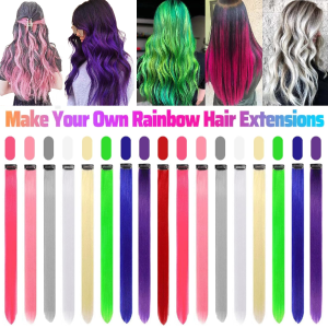 6/12 PCS Hair Extensions Clip 22in Colored Hair Extensions Party Highlights Long Straight Synthetic Hairpieces for Girls Cospla