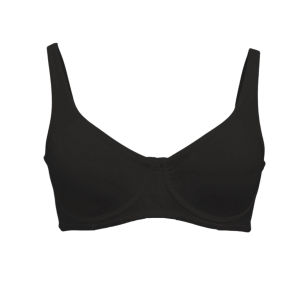 Underwire Bra with Wide Straps Comfortable Natural Lifting Skin Solid Black Color Gather Bra for Daily Wear Unpadded Brassiere