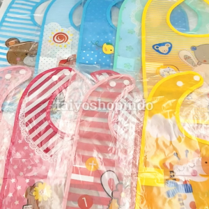TAIYO Celemek Bayi Plastik Waterproof Slabber Baby Bib Motif Kartun Animal Bahan EVA Anti Air Tahan Lama