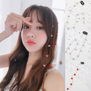 คลิปผมรูปหัวใจลูกปัดประดับดอกไม้สไตล์หวาน เครื่องประดับผมสไตล์เกาหลีสำหรับผู้หญิง เครื่องประดับผมแบบใหม่ที่ไม่เป็นทางการ