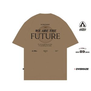 Aerostreet T Shirt Oversize Future Coklat Muda Kaos FBDAA