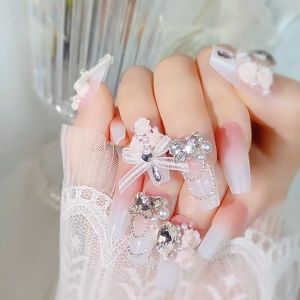 EBiSU ทําเล็บมือ สวมใส่ผลิตภัณฑ์เล็บสําเร็จรูป อาวุโส ตัณหาที่บริสุทธิ์ แผ่นแปะเล็บเสร็จแล้ว คอลเลกชันของแผ่นแปะเล็บเพชรและเพชรขนาดใหญ่