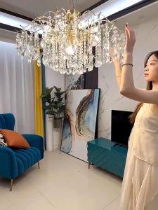 【Hot Sale】Nordic Gold Ceiling Lights Chandelier Crystal Lighting For Dining Room Large Ceiling Light Fixtureums Living Room Hoteiurl Hall Decor Lamp