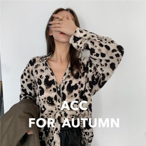 Áo Sơ Mi Voan Họa Tiết Da Báo Thời Trang Nữ Thanh Lịch Mùa Xuân Thu Phong Cách Pháp Cổ Polo Tay Dài Thường Ngày Chất Liệu Khác