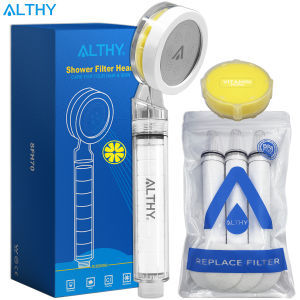 ALTHY Vitamin C Handheld Shower Head FilterHigh Pressure SPA Softener WaterWhiten&Moisturizing Dry Itchy SkinReduce Hair Loss