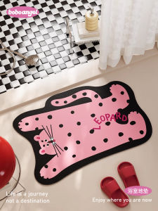 Bàn Chải Lông Cừu Phòng Tắm Hình Mèo Hồng Thấm Hút Nhanh Khô Chống Trượt Cho Cửa Nhà Tắm Sàn Bằng Vải Polyester Phong Cách Hiện Đại Đơn Giản