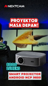Nextcam Projector Wireless Android Full HD 8000lumens 5G Netflix Youtube Fully Auto Focus Speaker Screenmirroring Bluetooth Wifi6 NCP9850 Proyektor