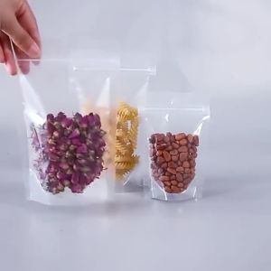 100pcs Transparent Zip Bag / Zip Lock Standing Plastic Zipper Snack Food Packaging Plastic Klips Bag