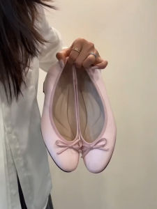 FANGXI | French Elegant Bow Round Toe Heel Lift Women Ballet Flats Medium Heel