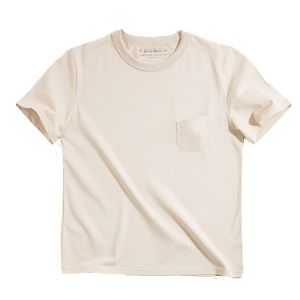 Maden Workwear American Retro Three-Needle Pocket T-Shirt Mens Fashion Pure Color Short-Sleeve Cotton Casual Summer Top