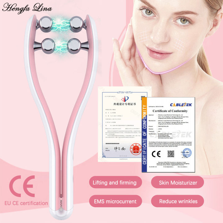 EMS Face Lifting Roller RF Double Chin V-Face Shaped Facial Massager Jaw Cheek Thin Slimming Facial Lift Up Belt Skin Care Tool