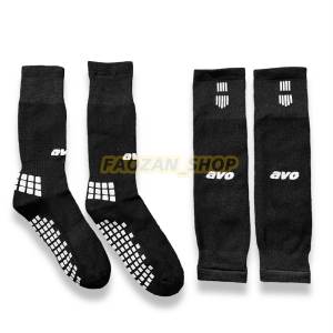 Kaos Kaki Avo Futsal Pendek Kaoskaki Sebetis Anti Slip Sambung Dummy Sleeve Olahraga Sepakbola Hitam Putih