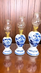 Đèn Dầu Thờ Men Lam Bát Tràng Vẽ Hoa Sen Đèn Xoài Đèn Dầu Thờ Cúng Giáng Xoài Với 3 Size