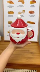Cốc Ông Già Noel Cốc Cà Phê Sữa Có Thìa Nắp Cốc Uống Nước 450ml Có thể dùng làm quà tặng SDLR