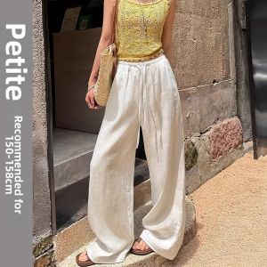 White Ice Silk Wide Leg Pants Women Loose