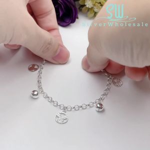 SilverWholesale #BB142 Original Silver 925 "Sparkling Mickey Mouse" Baby Bracelet Anklet (Gelang Kaki/Tangan untuk Baby)