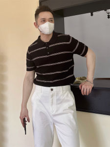 Áo Thun Nam Cổ Polo Dệt Kim Tay Ngắn Mùa Xuân Hè Mới Về Phong Cách Thường Ngày Đa Năng Kẻ Sọc Thời Trang Công Sở