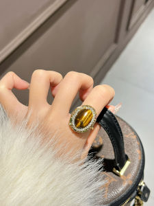 Natural Tiger Eye Stone Ring for Women Fashionable Personality Exquisite Luxury Index Finger Ring Elegant Accessory