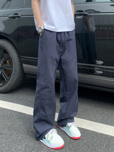 Quick Dry Ice Silk Mens Summer Thin Straight Leg Casual Pants Loose Fit Outdoor Workwear Trousers Fashionable Youth Style