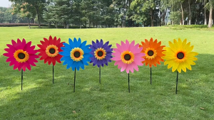 2pcs 36cm Sunflower Windmills Outdoor Activities Layout Pinwheels Toys Colorful Sunflower Windmill Turbin Angin