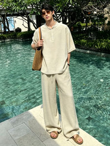OUMULONG | Casual Linen Outfit Set Loose Quick-dry Short Sleeve