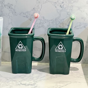 Creative Ceramic Toothbrush Cup Large Capacity Bathroom Cleaning Tools Dental Care Ceramic Mug Funny Design Home Use