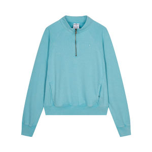 Champion | Shoulder Sleeveed Washed Look Sweatshirt with Half Zip Collar for Women in Spring and Autumn