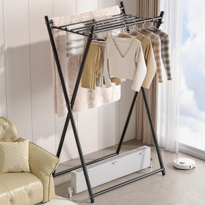 Balcony folding clothes hanger floor household wrought iron clothes hanger bedroom drying clothes