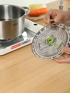 BHQ Stainless Steel Folding Steamer Food Vegetable Basket Steamer Rack Extendable Steam Basket