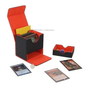Card Deck Case Holds 100+ with Dice Tray Deck Box Cards Trading Card Storage Box for MTG TCG PTCG Sports Card with 2 Dividers