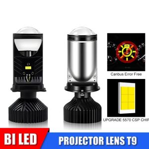 T9 Car H4 Mini Projector Lens 6000K White Turbo Fan H4 LED Headlights High Low Beam Car Front Light Lamp Car accessories