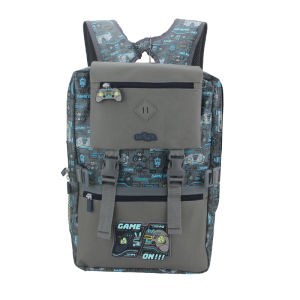 Austria Smiggle กระเป๋านักเรียนสำหรับเด็กกระเป๋าเป้สะพายหลังเล่นเกมสีเทาอุปกรณ์การเรียนเด็กอายุ18นิ้ว10-15ปี