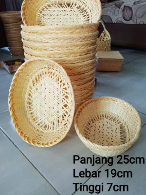 keranjang opal anyaman bambu 25x19x7cm kiring bambu tempat parsel buah snack hamper