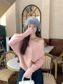 Korean Long Sleeves Off Shoulder Knitted Sweater For Women Loose Lantern Tops. 