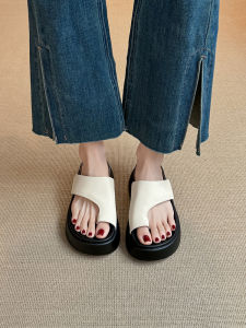 LANGWUHU | Genuine Leather Thick Sole Platform Sandals 5cm