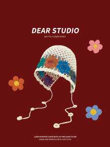 New Arrival Handmade Crochet Tassel Sleeve Cap Female Thin Hollow Breathable Closed Toe Hat Color Flower Knitted Hat Tide