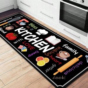 VIKAMA 1/2 pcs Kitchen Printed Floor Mat Durable and Wear-Resistant Home Kitchen Floor Mat Laundry Room Carpet Home Decor