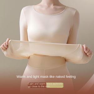 Womens Thermal Underwear Autumn Winter Bottoming Shirt Long-sleeved T-shirt Thin Thermal Top Second Womens Thermal Skin L-XL